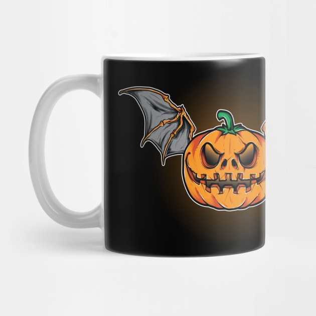 Pumpkin Bat Halloween Design by Printaha